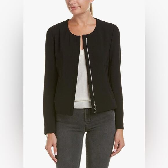 THEORY Black Tarlan-Admiral Zip Front Jacket size 2 - Picture 2 of 9